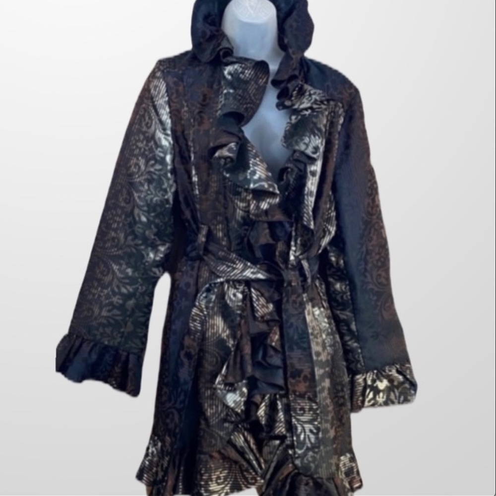 NWT Passion Concept Brown/Beige Ruffle Trench Coat